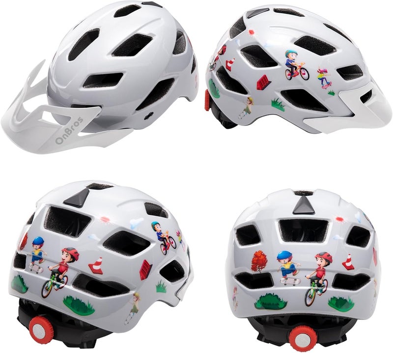 OnBros Kids Bike Helmet - Bike Helmets for 5-14 Boys or Girls with Visor, Children Bicycle Helmet for Skateboard Mountain Scooter Road Cycling, Lightweight and Adjustable 50-57CM - Image 2